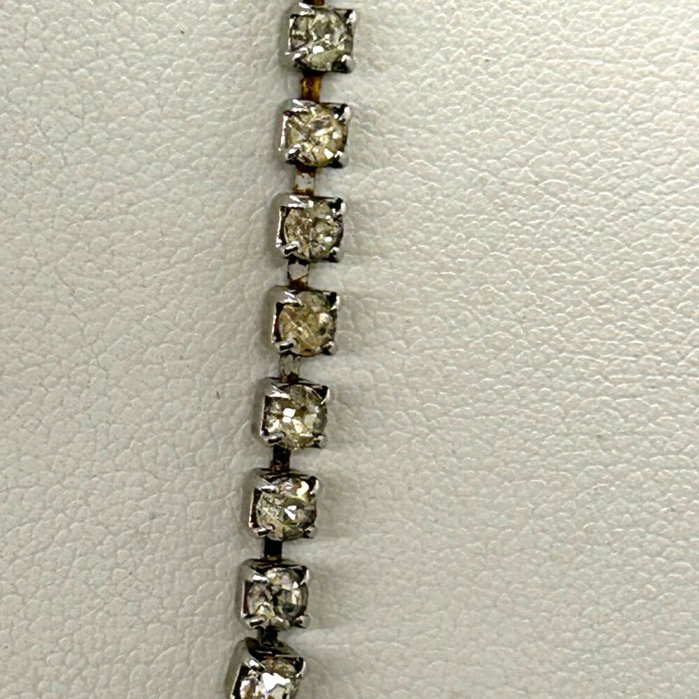 Vintage Weiss Rhinestone Necklace Choker Marquise Round Cut Wedding Formal Retro - Picture 8 of 11